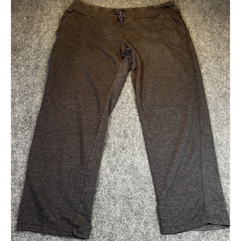 Eddie Bauer Sweatpants Womens XXL Charcoal Gray Wide Leg Fleece Lounge Pants